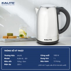 ẤM ĐUN SIÊU TỐC KALITE KL-301 ẤM ĐUN SIÊU TỐC KALITE KL-301