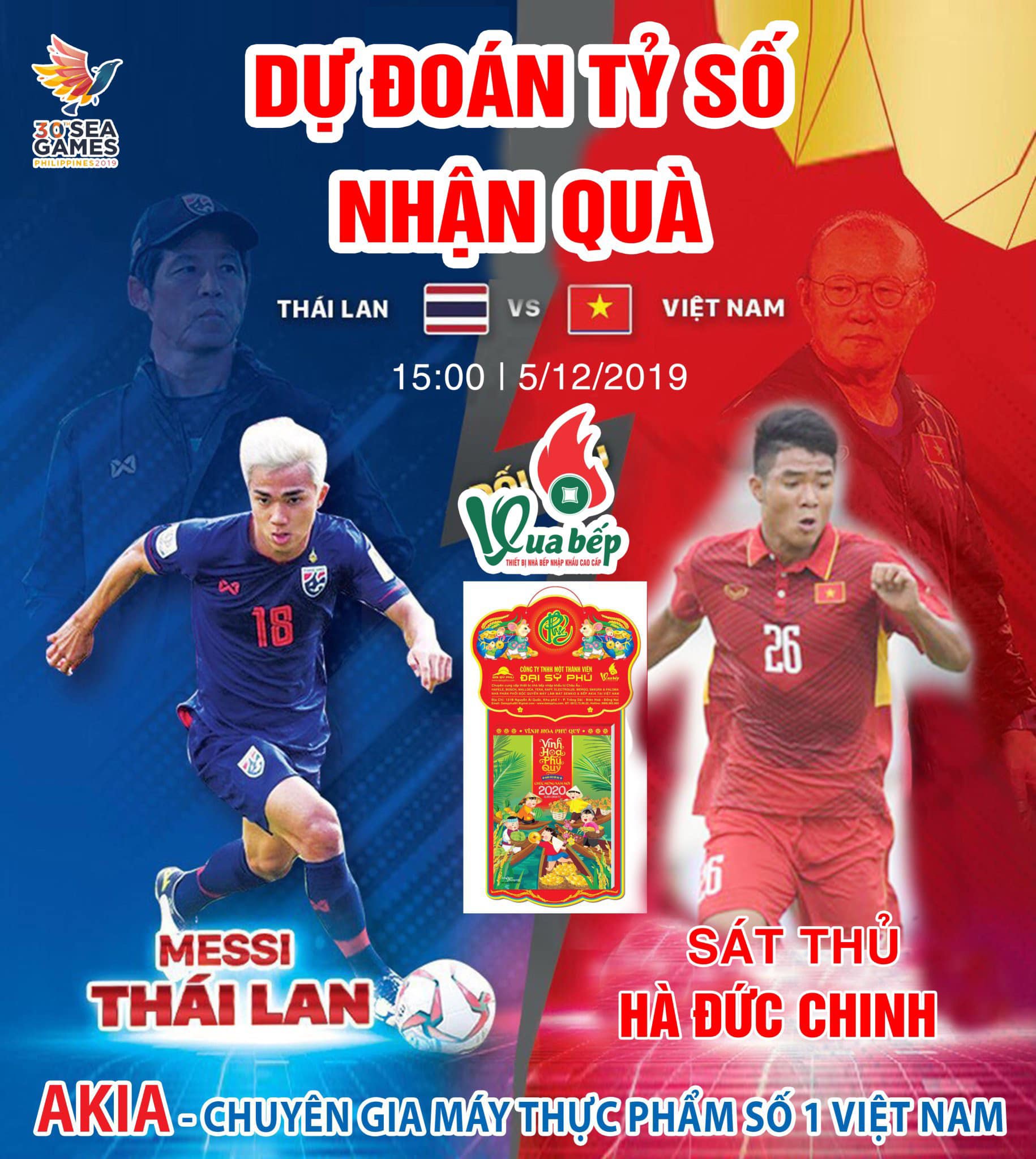 Dự đoán tỷ số bóng đá Việt Nam - Thái Lan vòng loai Seagame 30